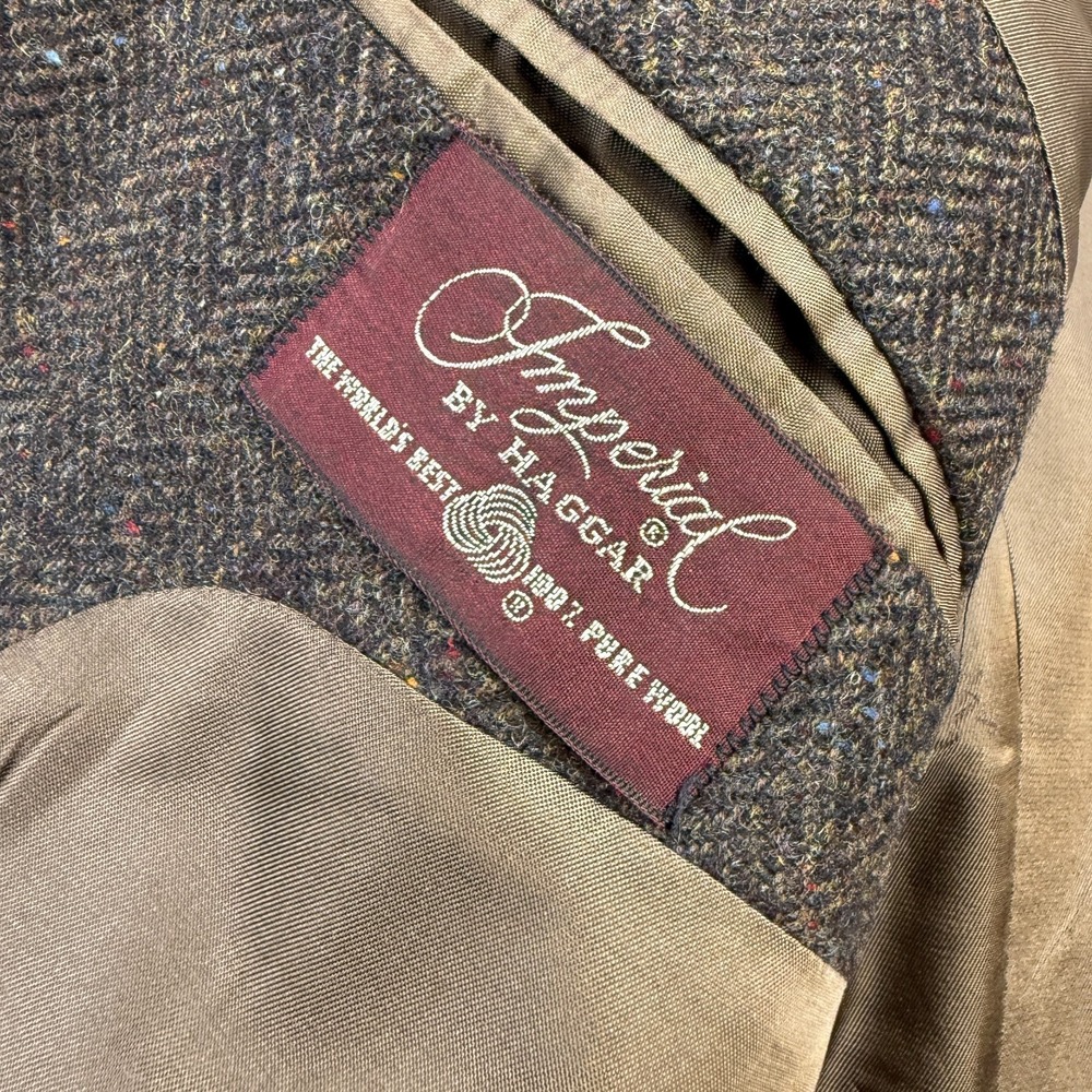 Vintage Tweed Blazer Jacket Men 44 Brown Speckle Wool Sport Coat Imperial Haggar - Picture 5 of 13